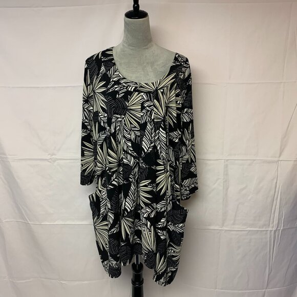 Zim & Zoe Womens Dress Size 22/24 Relaxed Loose Fit Dark Leaf Causal Tropical - Picture 1 of 9